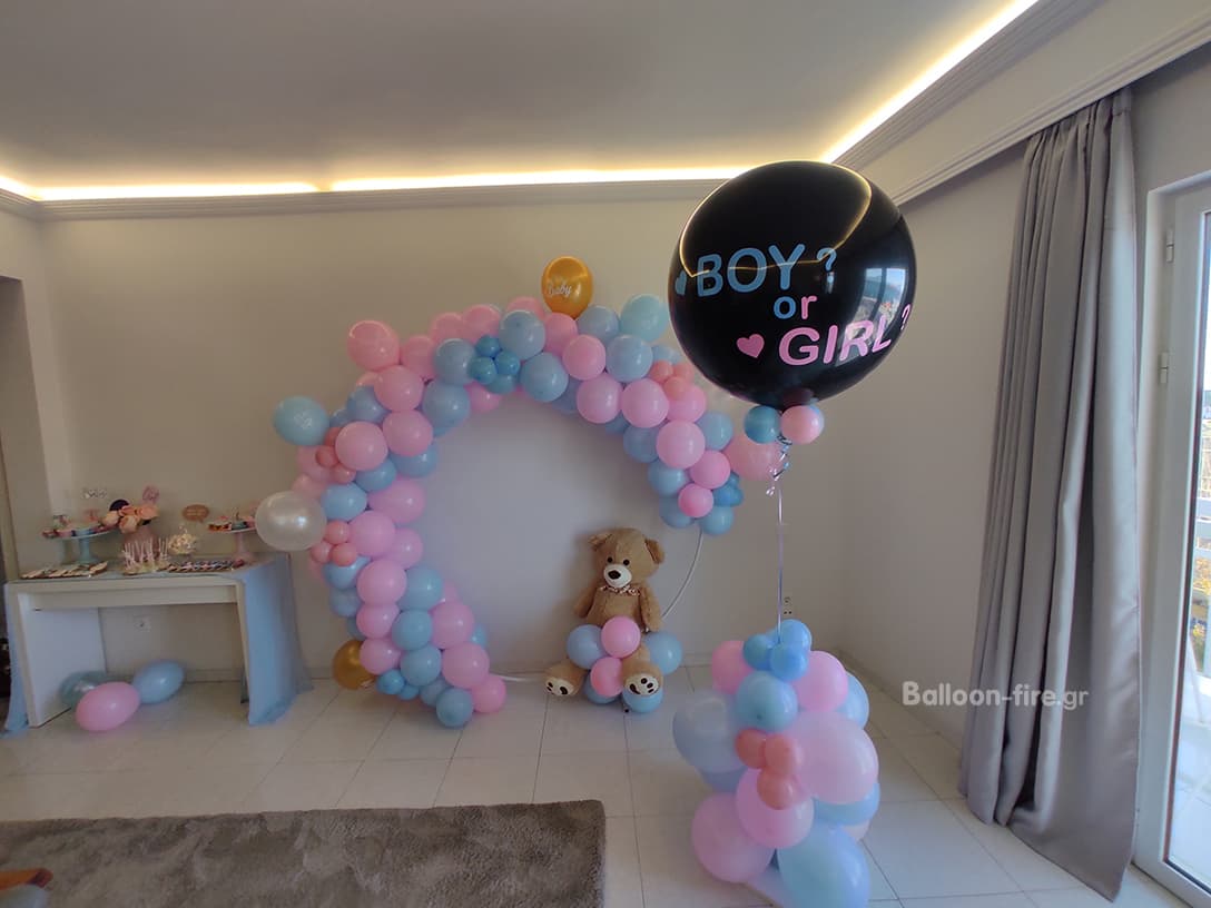 Gender Reveal Αποκάλυψη φύλου Organic Αψίδα & μπαλόνι Boy-Girl
