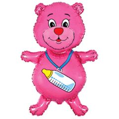 Balloons foil FLEXMETAL bear bottle pink