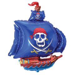 Balloons foil FLEXMETALpirate ship blue