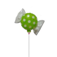 Balloon foil minishape 9 inch caramel polka dots light green ND