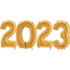 Μπαλόνια αριθμοί 2023 - χρυσό χρώμα 80 εκατοστά (4 τεμάχια)