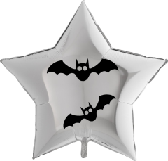 Μπαλόνι αστέρι ασημί 18 ιντσών με νυχτερίδες Halloween