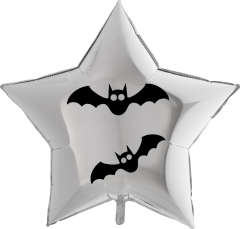 Balloon star silver 18 inch with bats Halloween