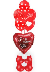 Κατασκευή μεγάλη με μπαλόνι καρδιά κόκκινη I love you 36 ιντσών και 5 μπαλόνια τυπωμένα με ήλιο
