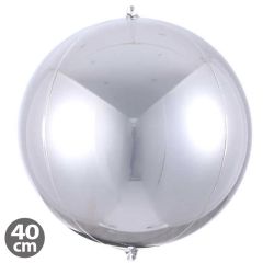 Balloon foil silver 4D round 40 cm