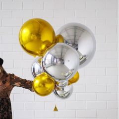 Μπαλόνια foil ασημί 4D στρογγυλά 20 εκατοστών 