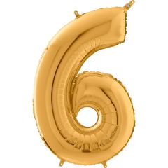 Μπαλόνια foil Jumbo χρυσό νούμερο 6 (1 μέτρο)