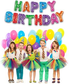 Μπαλόνια HAPPY BIRTHDAY πολύχρωμα, σχηματισμένη λέξη | 34 Χ 21 εκατοστά  