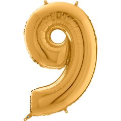 Μπαλόνια foil Jumbo χρυσό νούμερο 9 (1 μέτρο)