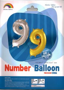 Μπαλόνια foil Jumbo ασημί αριθμός 9 (1 μέτρο)