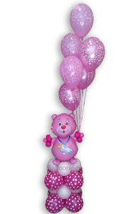 Αρκουδάκι μπαλόνι σε μεγάλη βάση και 6 μπαλόνια γέννησης latex 12'' με ήλιο / κωδικός B1