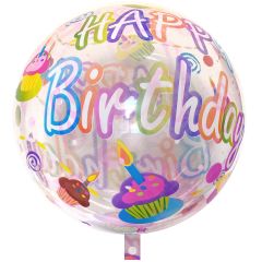 Μπαλόνια Happy birthday bubble διάφανο μεγάλο 