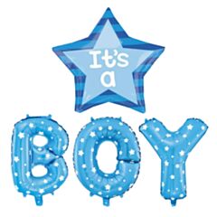 Μπαλόνια 28'' Σετ Γράμματα & Μπαλόνι "It's A Boy" - 4 Τεμάχια