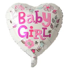 Balloon foil 18 inch heart baby girl BF packed