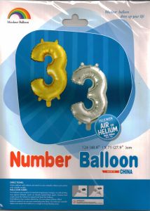 Μπαλόνια foil Jumbo ασημί νούμερο 3 (1 μέτρο)