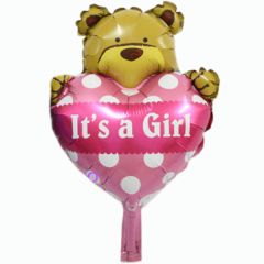 Μπαλόνι minishape αρκουδάκι με καρδιά Girl ND 