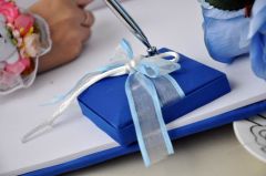 Βάση για στυλό γραφής &amp; στυλό inox βιβλίου ευχών (Μπλε)
