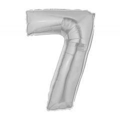 Μπαλόνια foil ασημί νούμερο 7, για φούσκωμα με αέρα
