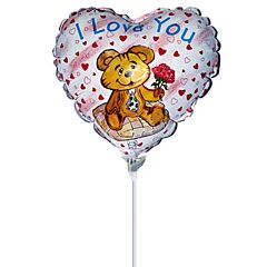 Μπαλόνι foil 9'' Καρδιά Αρκουδάκι με Λουλούδι - Flexmetal