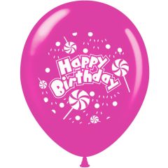 Μπαλόνια 12 ιντσών Happy Birthday lollipop | 15τεμ | 5 πλευρές εκτύπωση