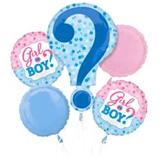 Gender Reveal Μπαλόνια με Ερωτηματικό Γαλάζιο - Σετ 5 τεμαχίων