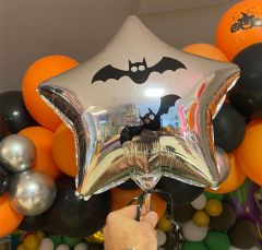 Μπαλόνι αστέρι ασημί 18 ιντσών με νυχτερίδες Halloween