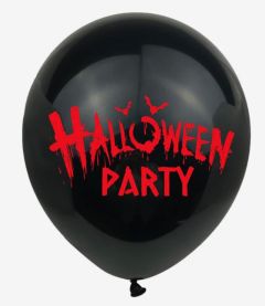 Μπαλόνια 12 ιντσών μαύρα με τυπωμένο Halloween Party σε 1 πλευρά 15 τεμάχια ΣΥΣΚΕΥΑΣΜΕΝΑ