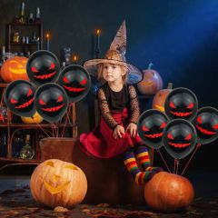 Μπαλόνια 12 ιντσών μαύρα Halloween Smile 15 τεμάχια 