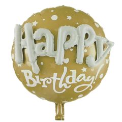 Μπαλόνια Happy birthday χρυσό με λέξη multiballoon 58 εκατοστά