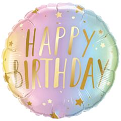 Μπαλόνι 18'' Happy Birthday Stars Gold