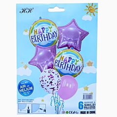 Happy Birthday ροζ Σετ με μπαλόνια (6 τεμαχίων)
