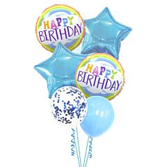 Happy Birthday γαλάζιο Σετ με μπαλόνια (6 τεμαχίων)
