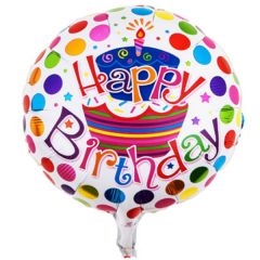 Balloon 18 inch round Happy birthday cake ND