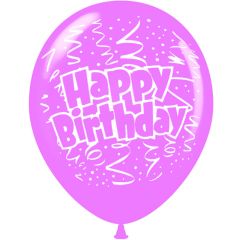 Μπαλόνια 12 ιντσών Happy Birthday confetti | 15τεμ | 5 πλευρές εκτύπωση