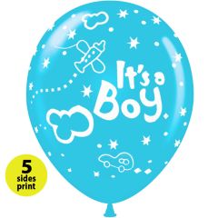 Μπαλόνια 12 ιντσών It's a boy αεροπλανάκι | 15τεμ | 5 πλευρές εκτύπωση