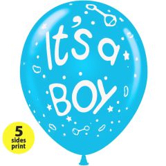 Μπαλόνια 12 ιντσών It's a Boy κουδουνιστρες | 15τεμ | 5 πλευρές εκτύπωση
