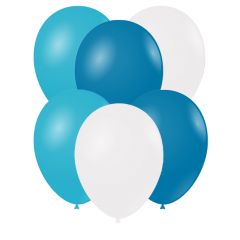 Μπαλόνια 12 ιντσών ματ γαλάζιο-λευκό-μπλε 15 τεμάχια