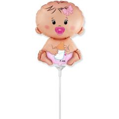 Μπαλόνια μωράκι ροζ 25 εκατοστά minishape, Flexmetal