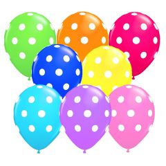 Balloons 12 inch dots around in numerous colors 15 pcs packed