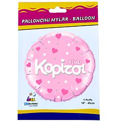 Μπαλόνι ροζ 18'' Είναι κορίτσι - Με καρδούλες (Συσκευασμένο)