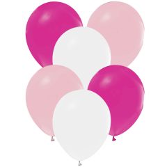 Balloons 12,5" latex pastel pink-white-fuchsia (15 pcs)