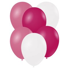 Μπαλόνια 12,5 ιντσών ματ ροζ-λευκά-φούξια 15 τεμάχια