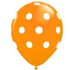 Balloons printed dots around orange 15 pcs packed 