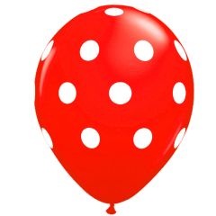 Balloons printed dots around red color 15 pcs packed