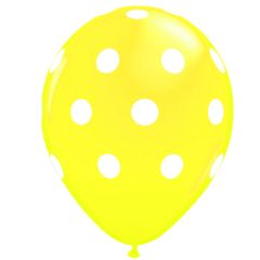 Μπαλόνια 12 ιντσών πουά κίτρινο (15 τεμάχια)