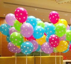 Balloons 12 inch dots around in numerous colors 15 pcs packed