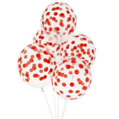 Μπαλόνια 12 ιντσών με κομφετί κόκκινο σε συσκευασία 5 τεμαχίων