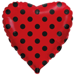 Μπαλόνια καρδιά κόκκινη με μαύρα πουά Minnie mouse 18 ιντσών