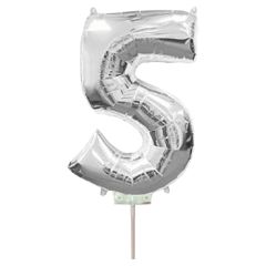 Μπαλόνια foil ασημί minishape νούμερο 5 (40 εκατοστά)