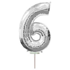 Μπαλόνια foil ασημί minishape νούμερο 6 (40 εκατοστά)